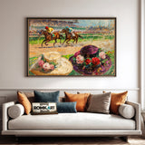 Colorful Horse Racing Equestrian Oil Painting - image 4