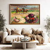 Colorful Horse Racing Equestrian Oil Painting - image 5