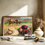 Colorful Horse Racing Equestrian Oil Painting - image 6