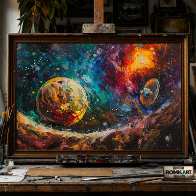 Colorful Planet Space Oil Painting