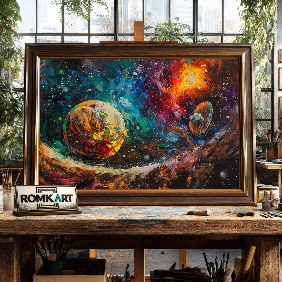 Colorful Planet Space Oil Painting