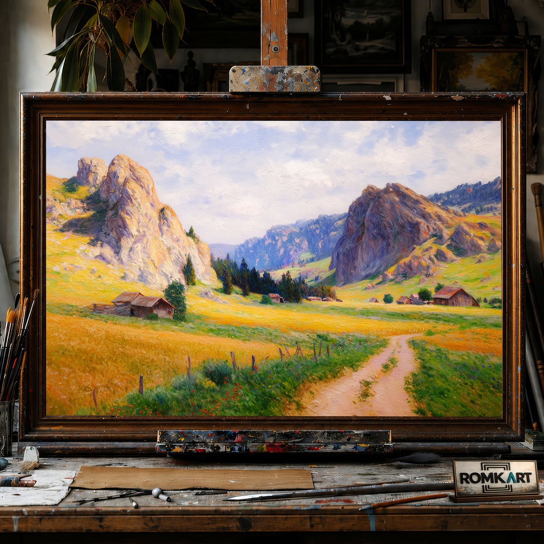 Countryside Golden Cliffs hand-painted oil painting on canvas