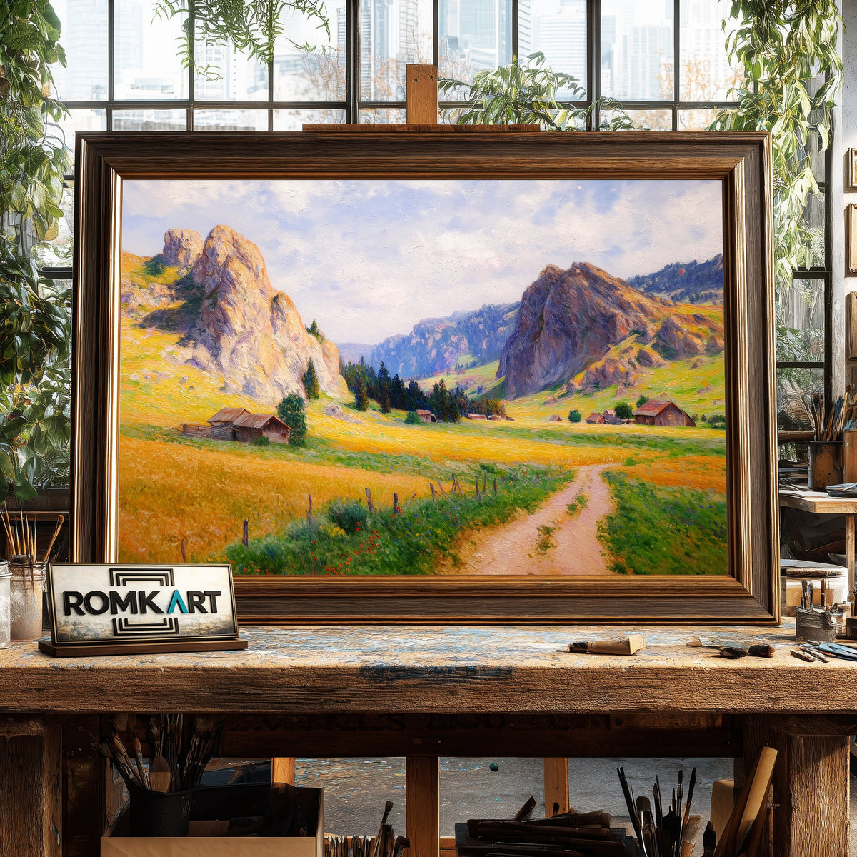 Countryside Golden Cliffs Oil Painting - image 2