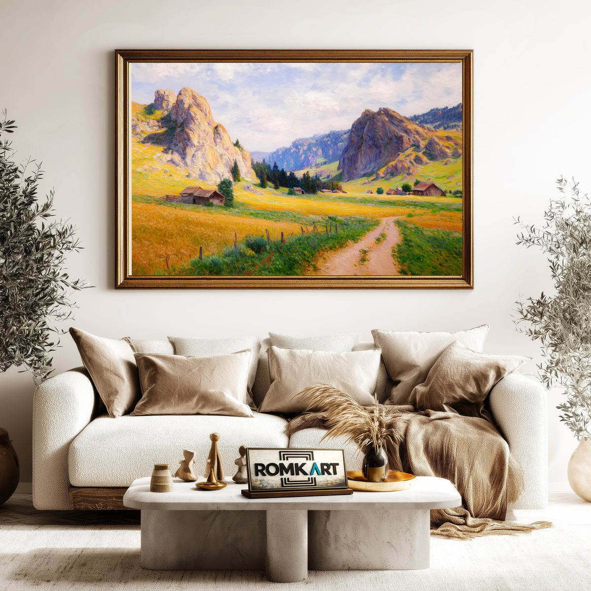 Countryside Golden Cliffs Oil Painting - image 5