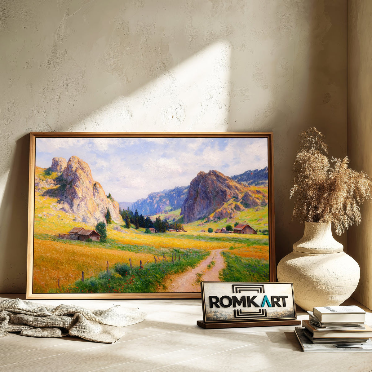 Countryside Golden Cliffs Oil Painting - image 6