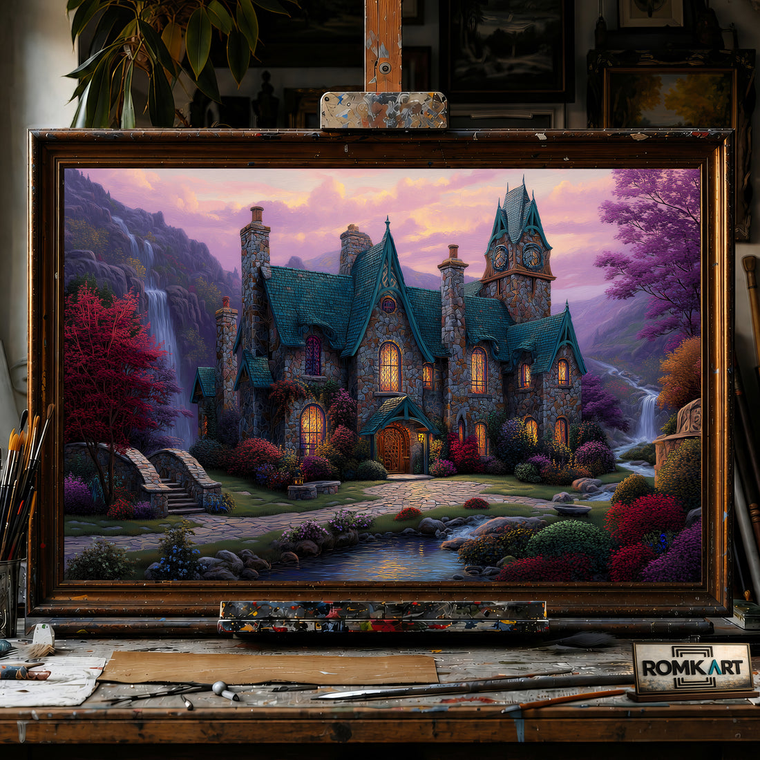 Countryside Manor hand-painted oil painting on canvas
