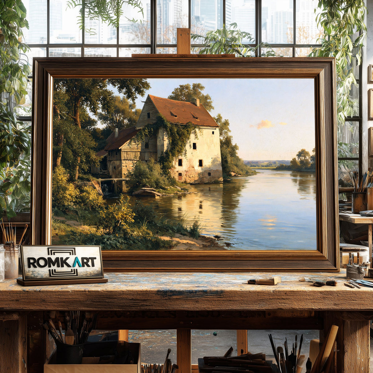 Countryside Water Mill Oil Painting - image 2