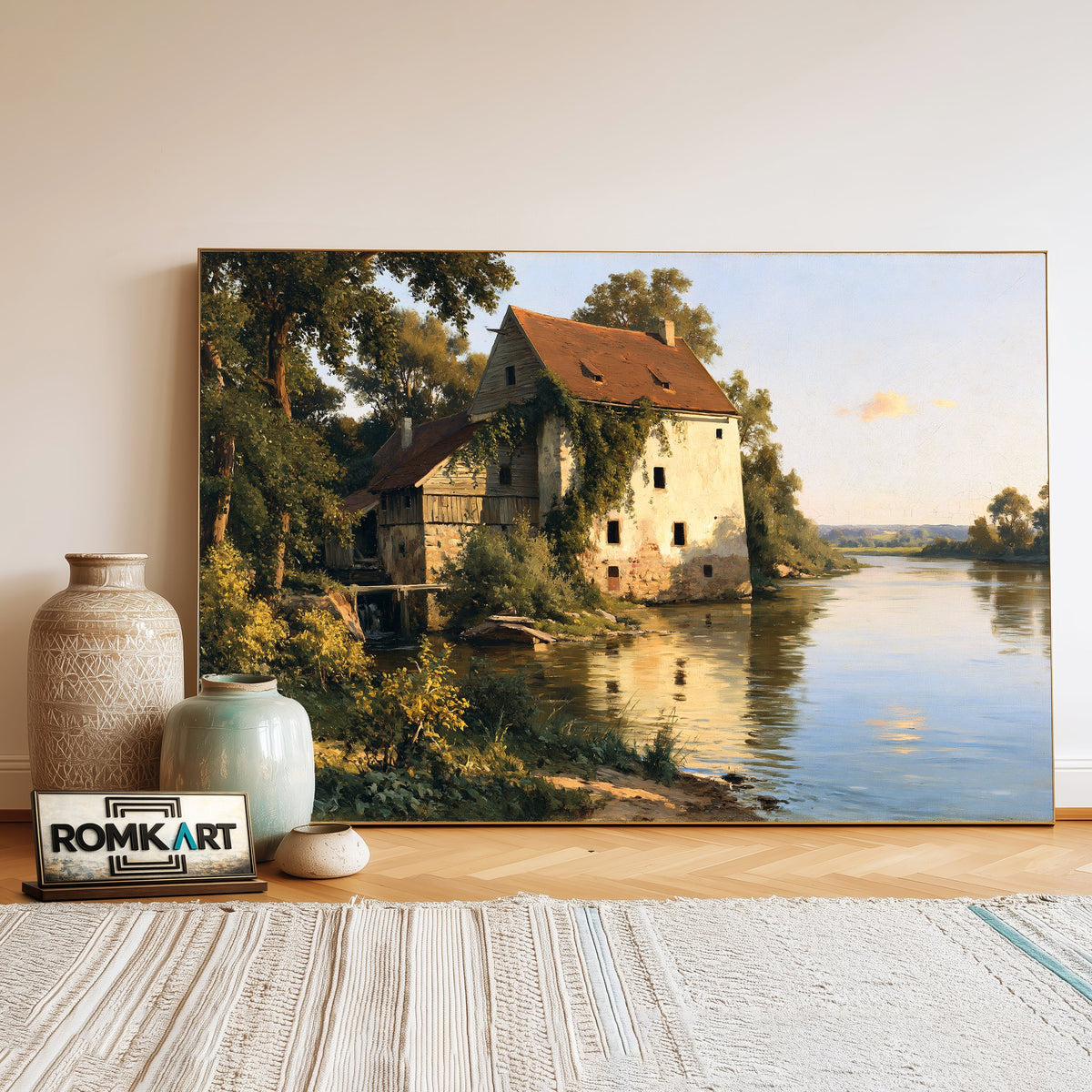Countryside Water Mill Oil Painting - image 3