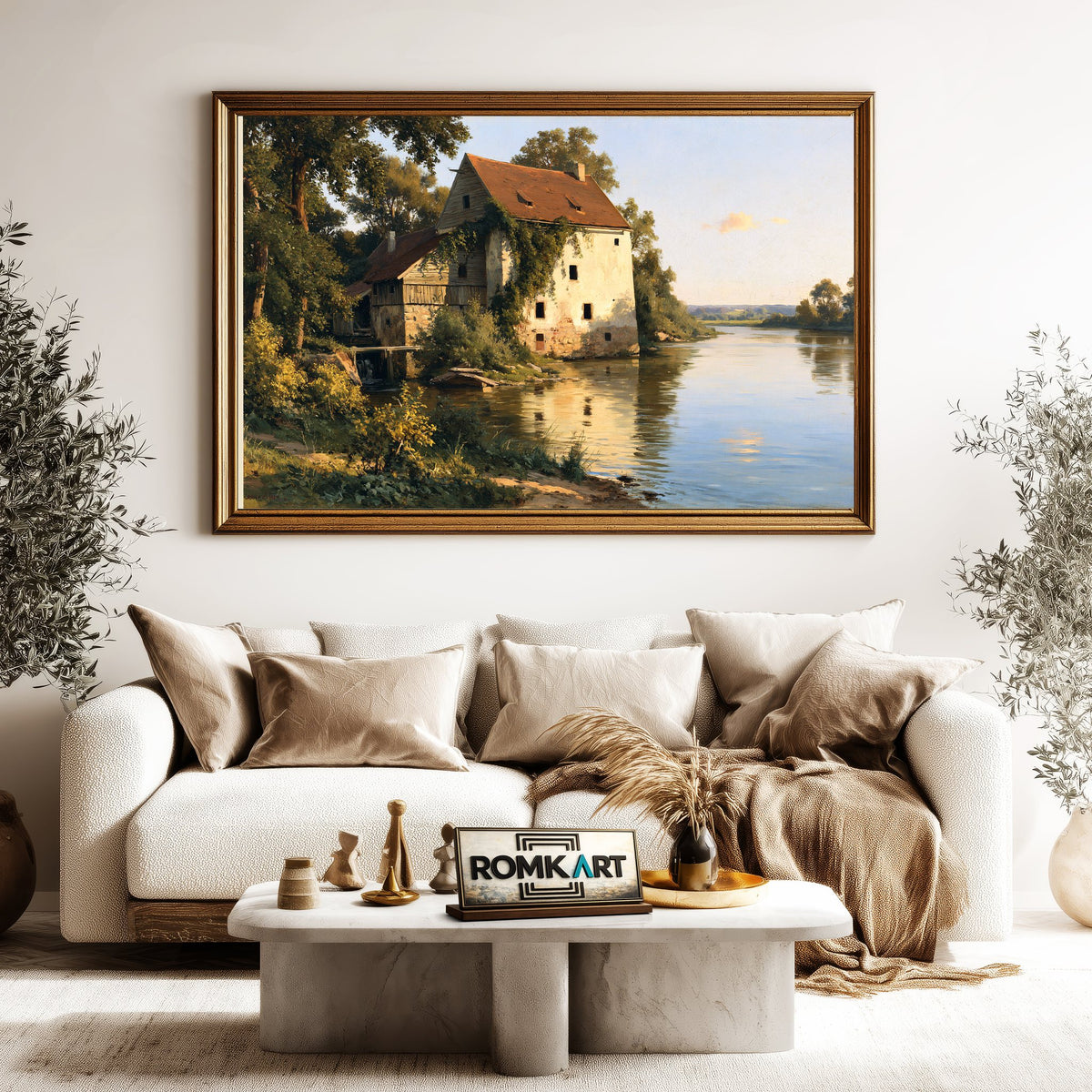 Countryside Water Mill Oil Painting - image 5