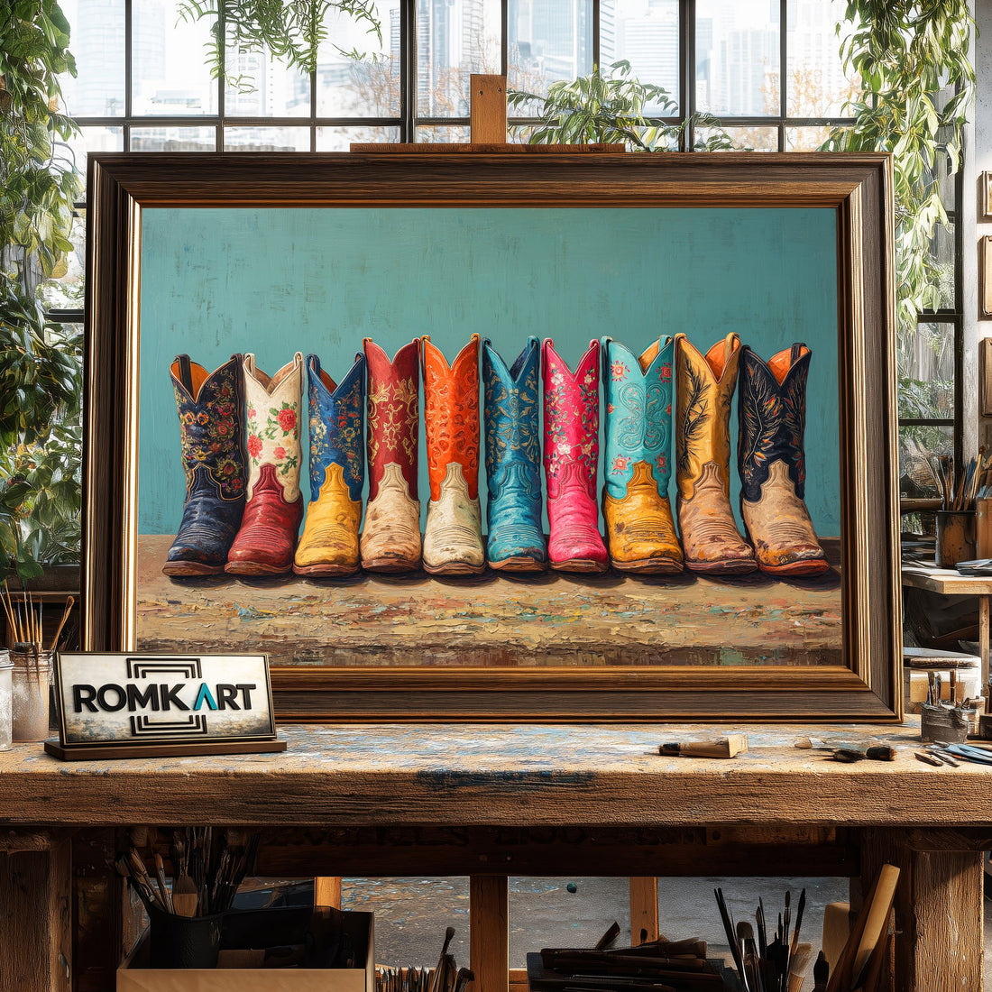 Cowboy Boots - Hand-Painted Oil Painting - View 1