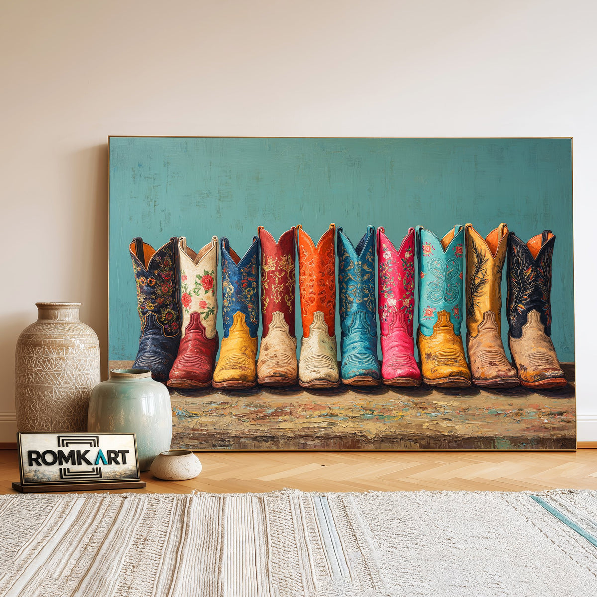 Cowboy Boots Oil Painting - image 3