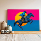 Cowboy Riding a Bucking Horse Equestrian Oil Painting - image 3