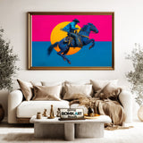 Cowboy Riding a Bucking Horse Equestrian Oil Painting - image 5