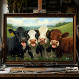 Cows Huddled Together hand-painted oil painting on canvas