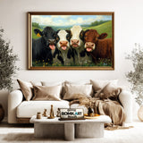 Cows Huddled Together Farm Animal Oil Painting - image 5