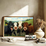 Cows Huddled Together Farm Animal Oil Painting - image 6