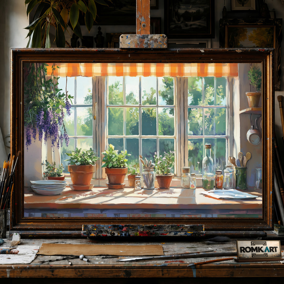Cozy Kitchen hand-painted oil painting on canvas