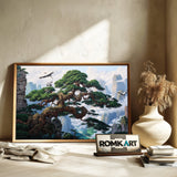 Cranes and Ancient Pine Trees Forest Landscape Oil Painting - image 6