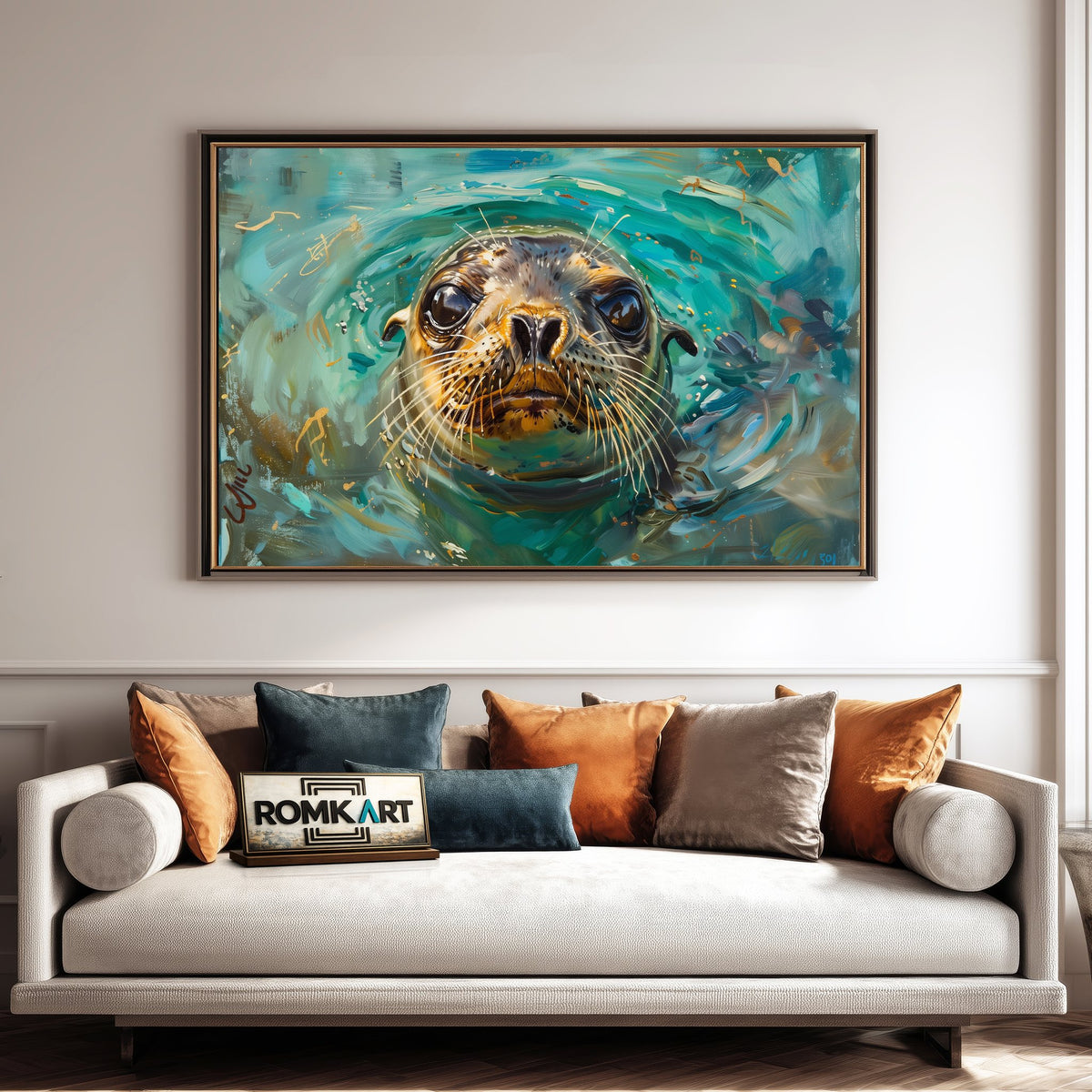 Curious Seal Marine Life Oil Painting - image 4