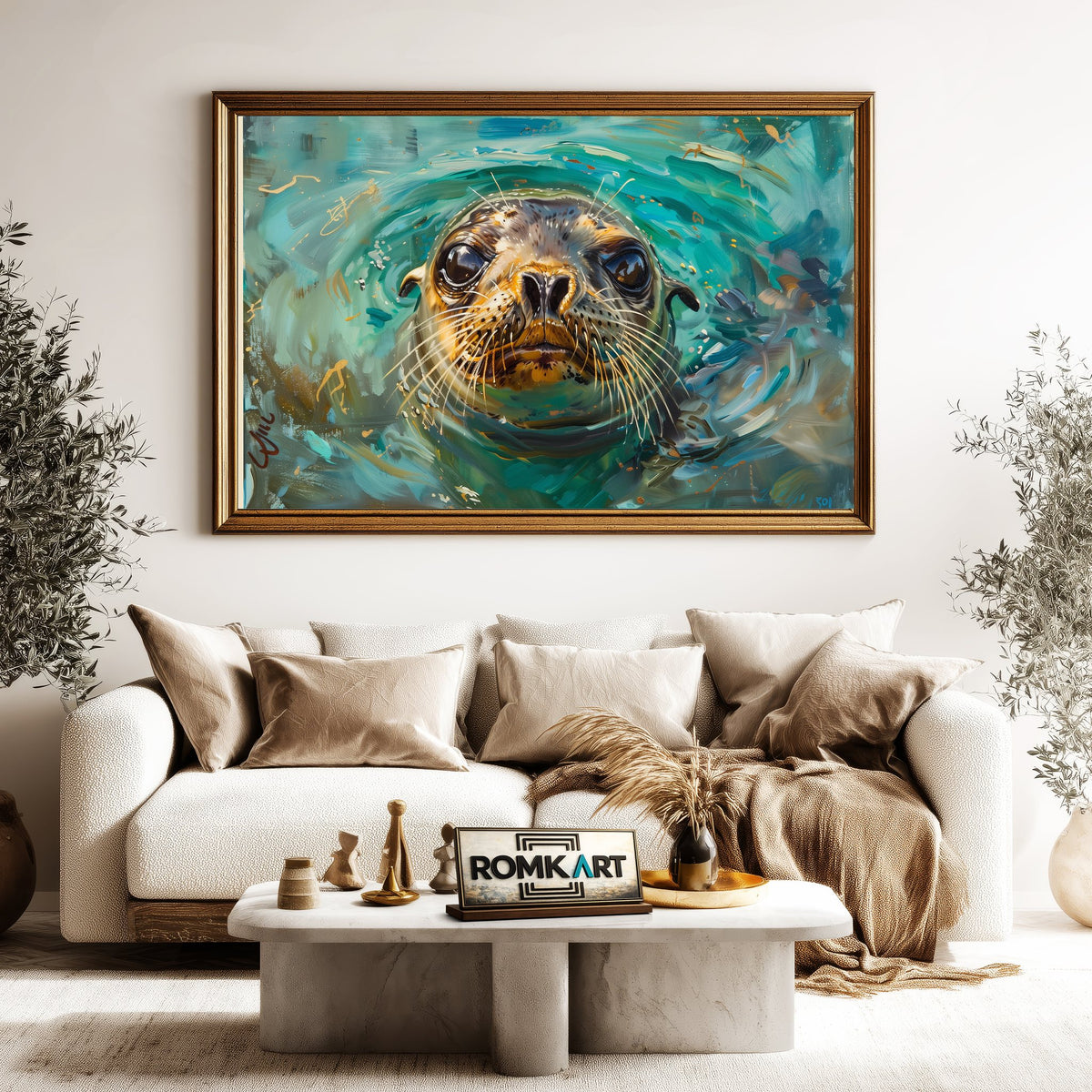 Curious Seal Marine Life Oil Painting - image 5