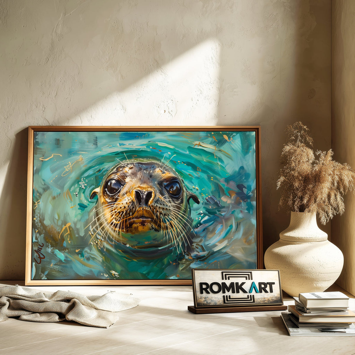 Curious Seal Marine Life Oil Painting - image 6