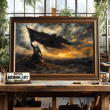 Dark Knight Battlefield at Dawn Historical Oil Painting - image 2