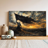 Dark Knight Battlefield at Dawn Historical Oil Painting - image 3