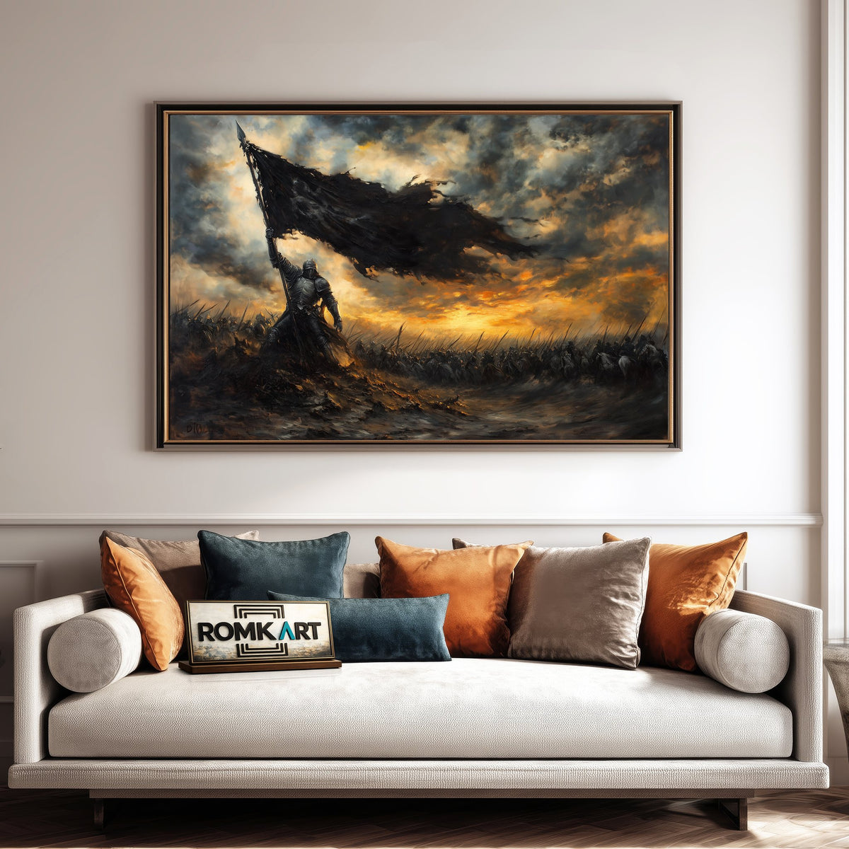 Dark Knight Battlefield at Dawn Historical Oil Painting - image 4