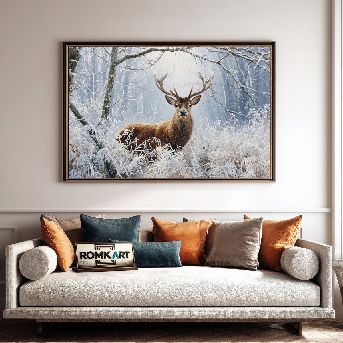Deer in Winter Forest Wildlife Oil Painting - image 4
