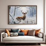 Deer in Winter Forest Wildlife Oil Painting - image 4
