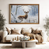 Deer in Winter Forest Wildlife Oil Painting - image 5