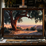 Desert Landscape at Dusk hand-painted oil painting on canvas
