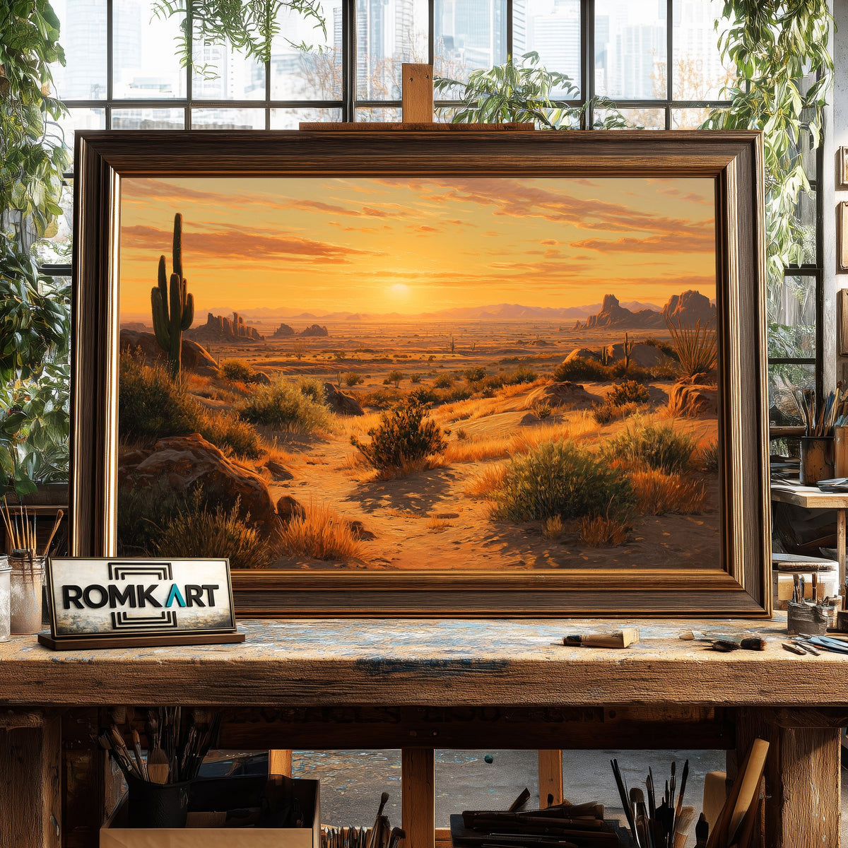 Desert Landscape at Sunset Oil Painting - image 2