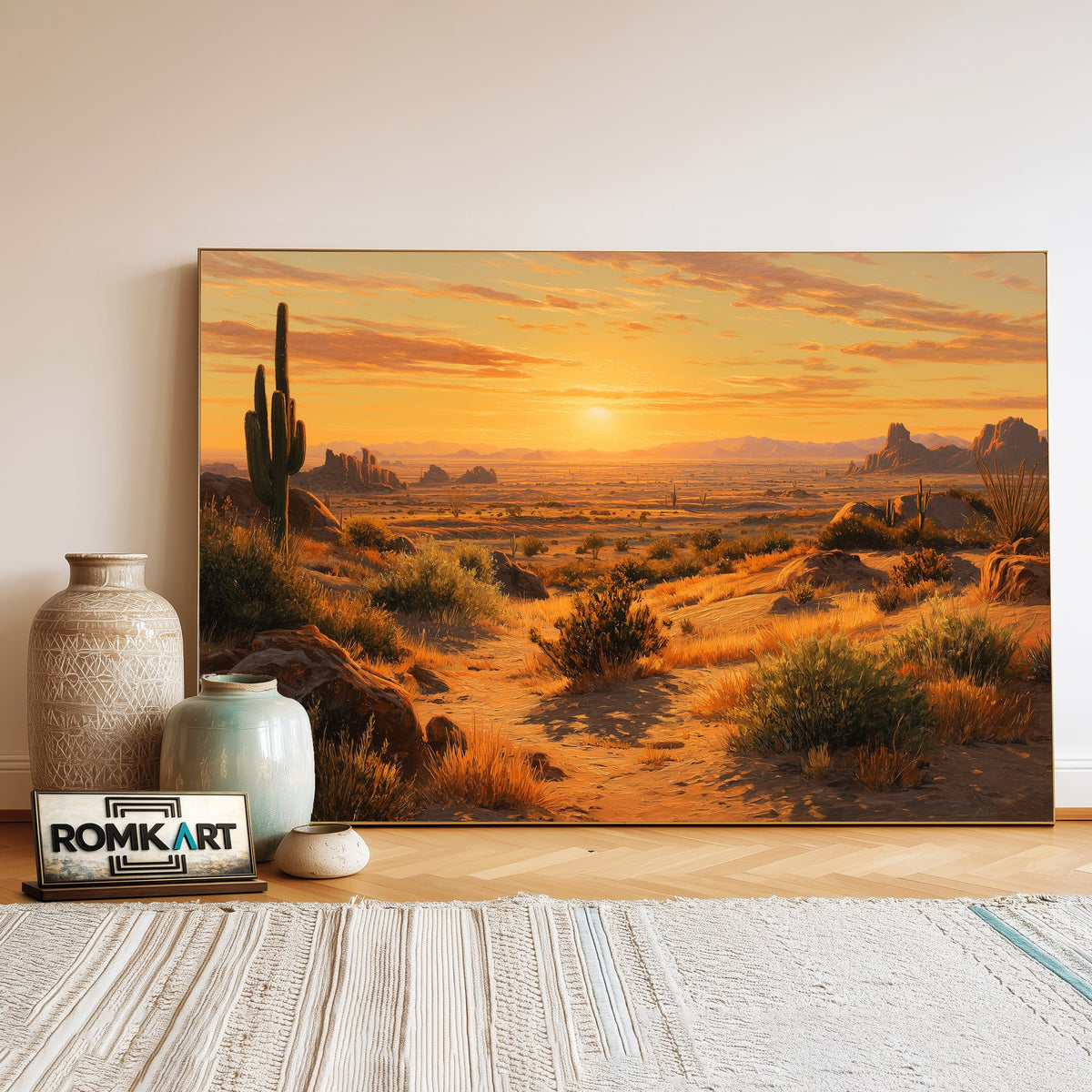 Desert Landscape at Sunset Oil Painting - image 3