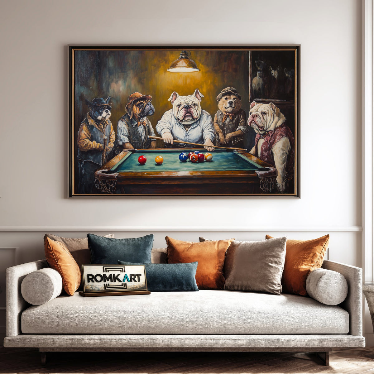 Dogs Playing Billard Oil Painting - image 4