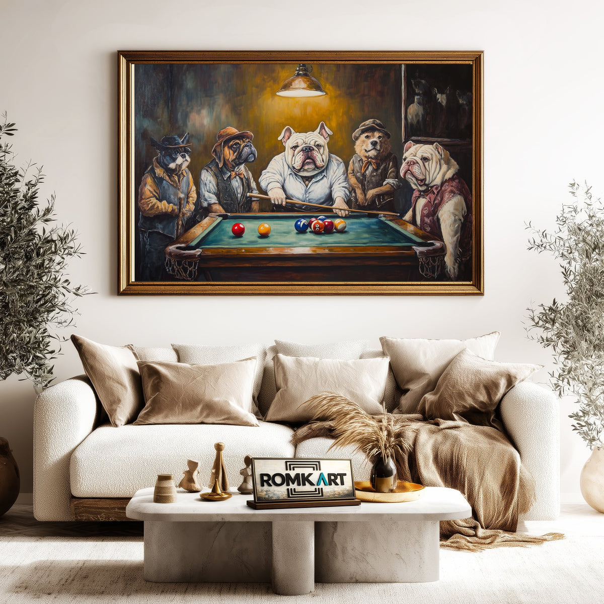 Dogs Playing Billard Oil Painting - image 5