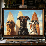 Dogs Surfboards hand-painted oil painting on canvas