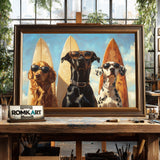 Dogs Surfboards Oil Painting - image 2