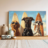 Dogs Surfboards Oil Painting - image 3