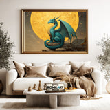 Dragon and Full Moon Fantasy Oil Painting - image 5