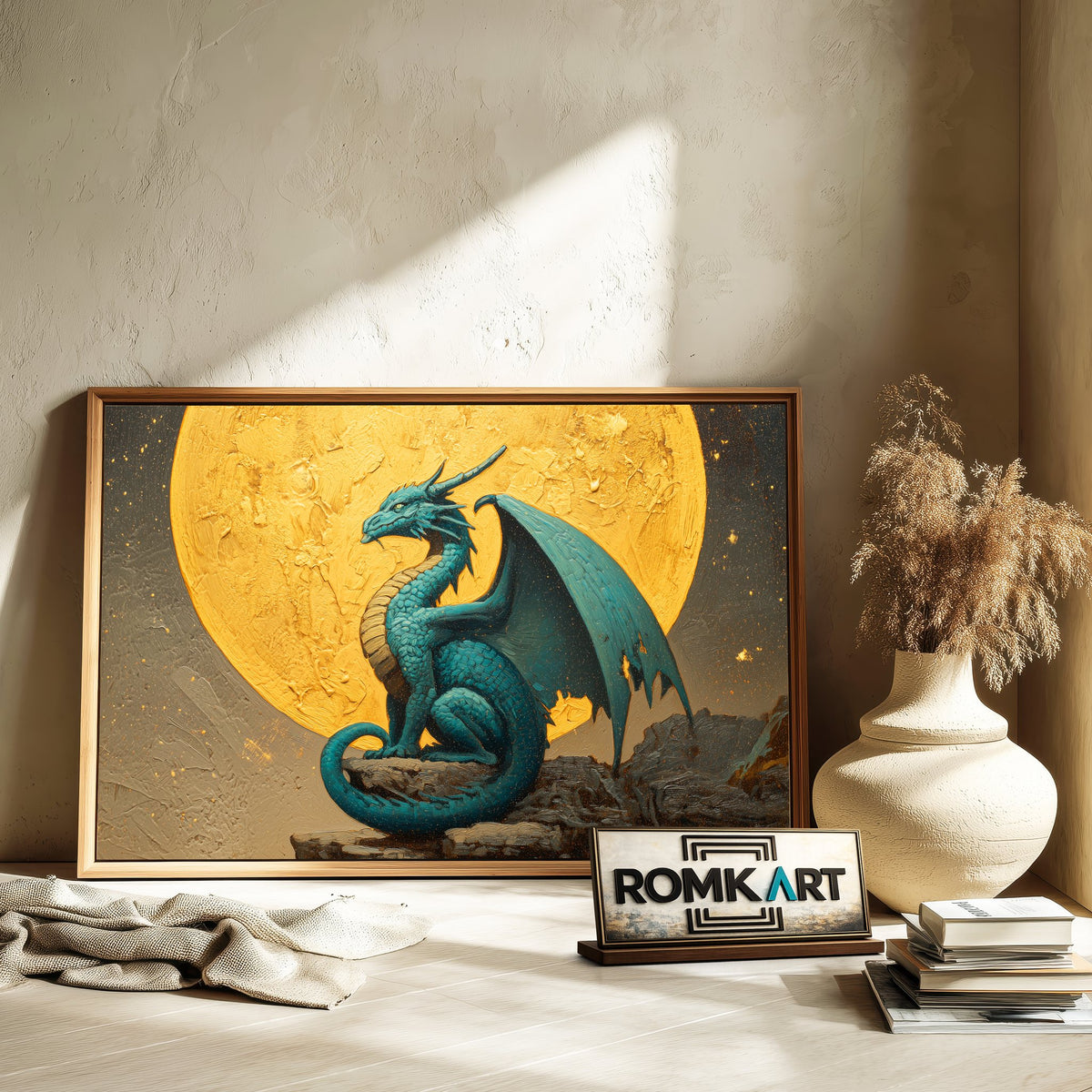 Dragon and Full Moon Fantasy Oil Painting - image 6