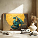 Dragon and Full Moon Fantasy Oil Painting - image 6