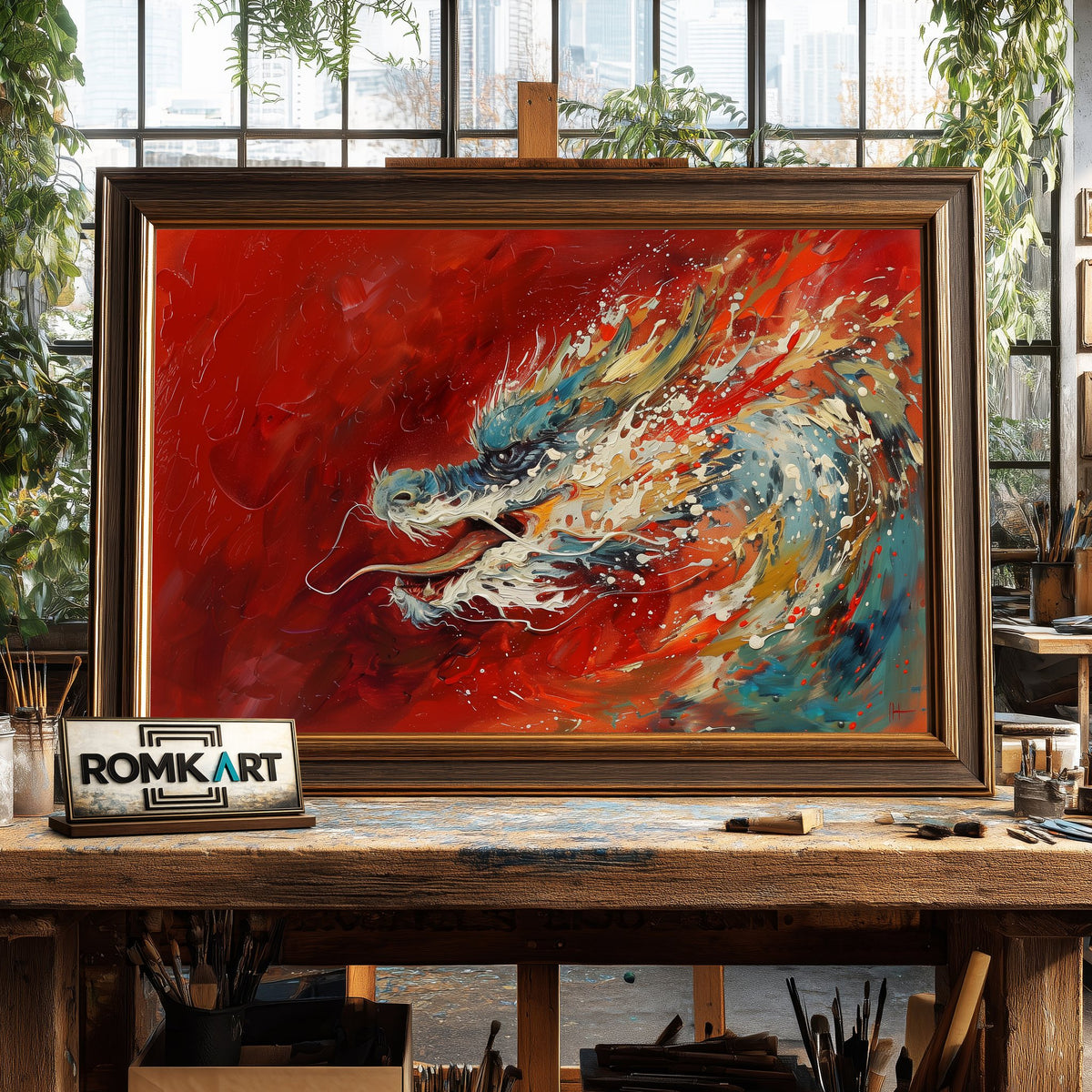 Dragon Fiery Abyss Fantasy Oil Painting - image 2