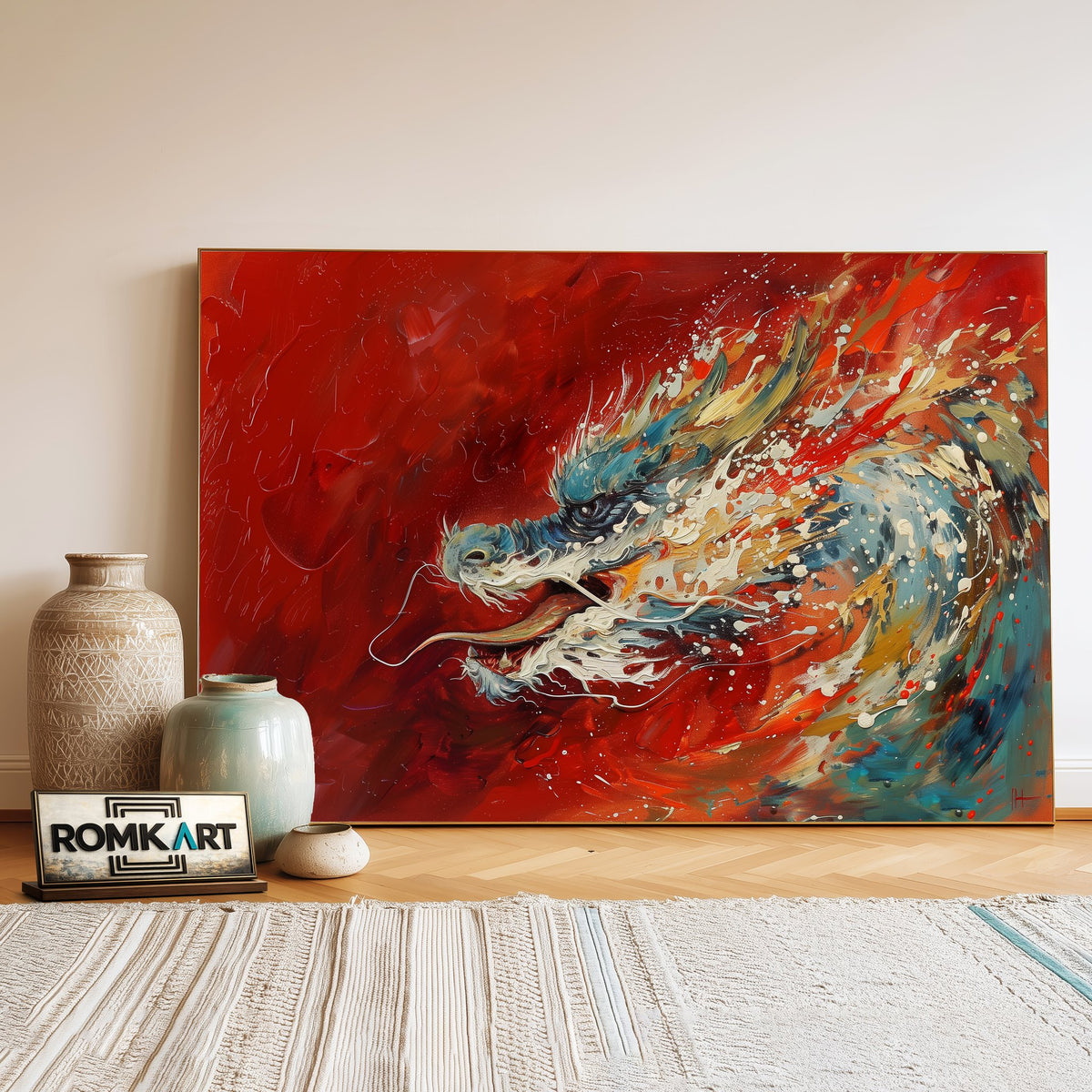 Dragon Fiery Abyss Fantasy Oil Painting - image 3