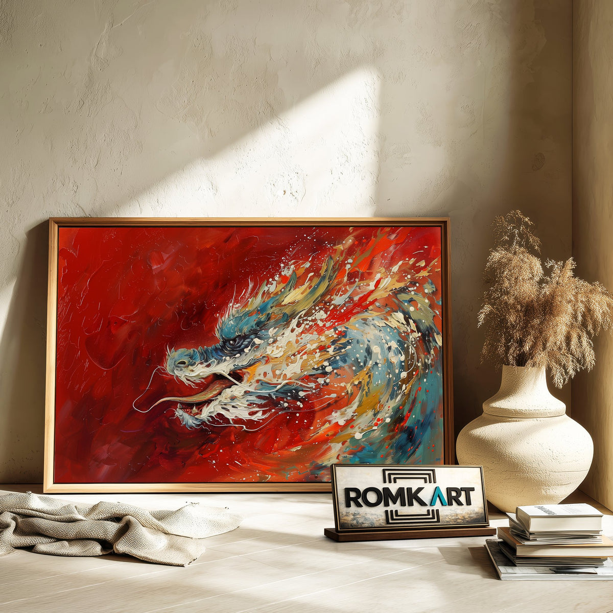 Dragon Fiery Abyss Fantasy Oil Painting - image 6