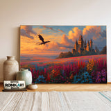 Dragon Flying on Epic Fantasy Castle Oil Painting - image 3