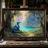 Dragon in Enchanted forest hand-painted oil painting on canvas