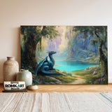 Dragon in Enchanted forest Fantasy Oil Painting - image 3