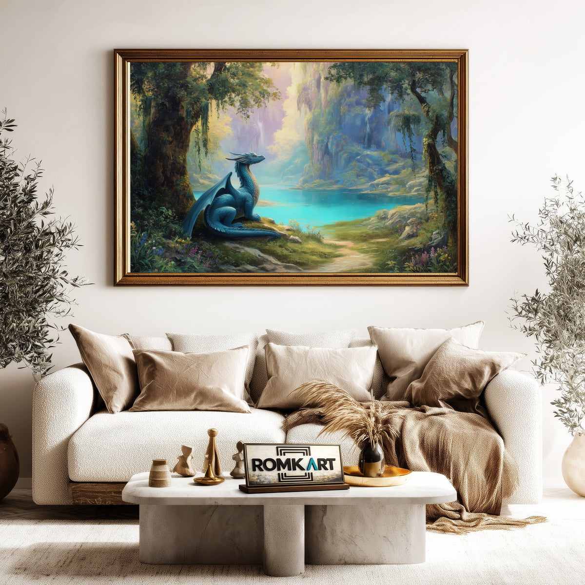Dragon in Enchanted forest Fantasy Oil Painting - image 5