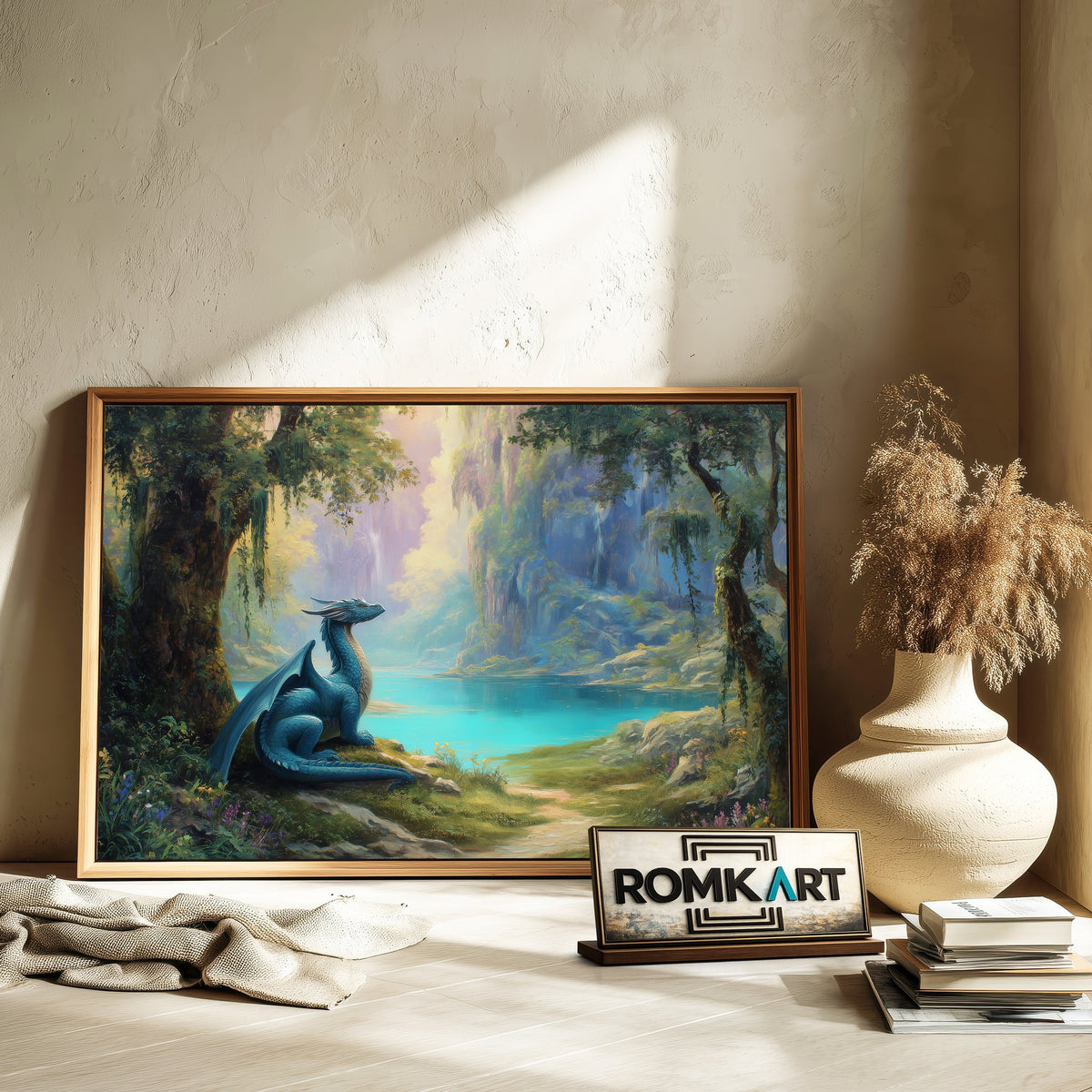 Dragon in Enchanted forest Fantasy Oil Painting - image 6